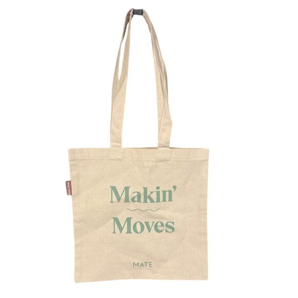 Mate The Label Canvas Tote Bag "Makin' Moves" Logo 14 x 13 Versatile NWOT - Picture 1 of 6